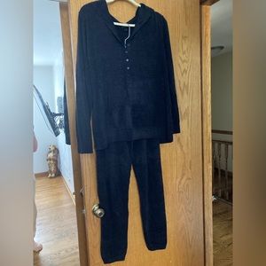 Barefoot Dreams Black Two Piece Set Hoodie 1X Small Jogger Pants Ultra Lite